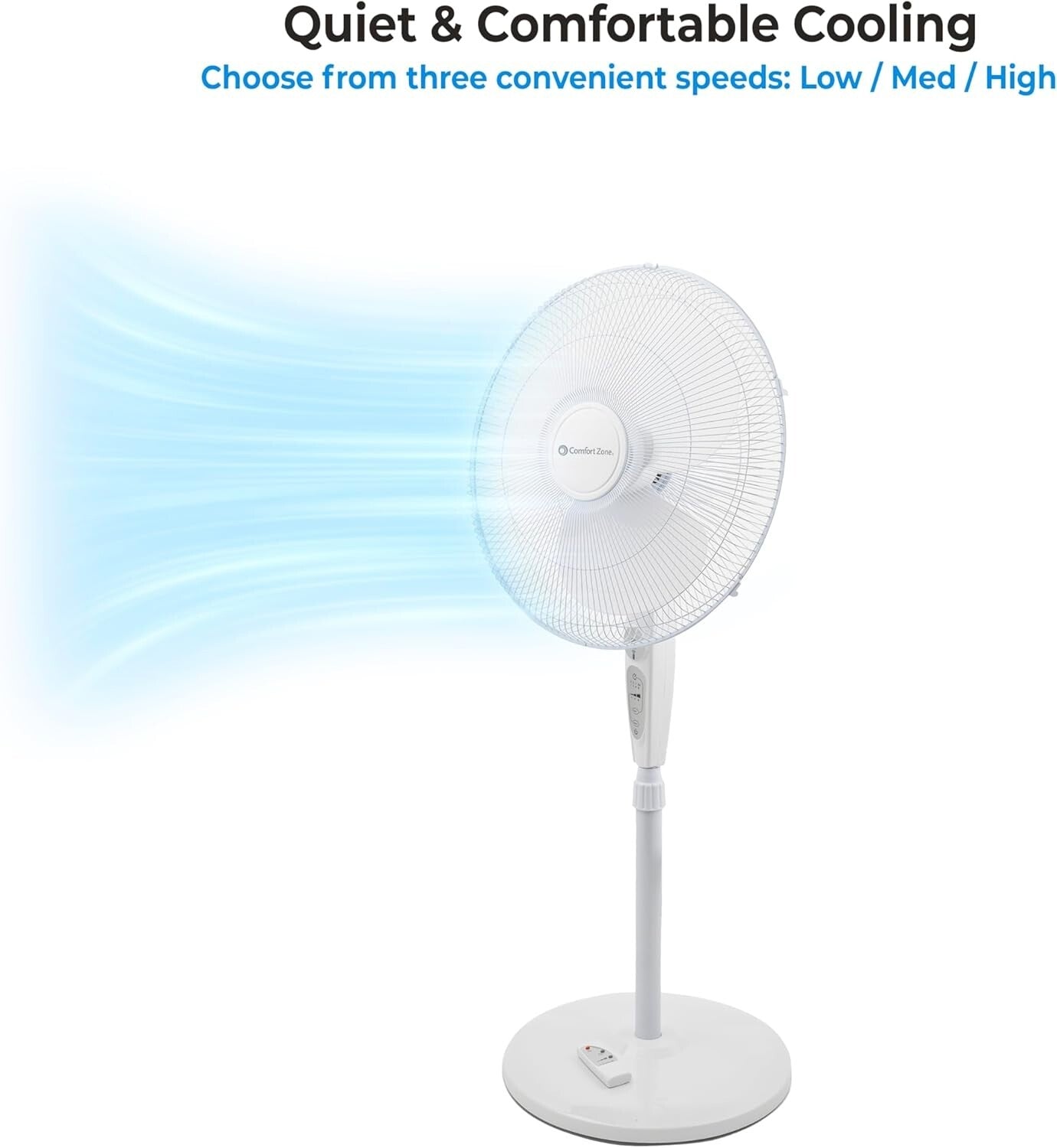 18" Oscillating Pedestal Fan with Remote & Adjustable Height for Optimal Comfort
