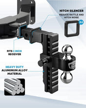 Load image into Gallery viewer, Aluminum Tow Hitch with 10" Adjustable Drop/Rise &amp; Silencer Pads Included