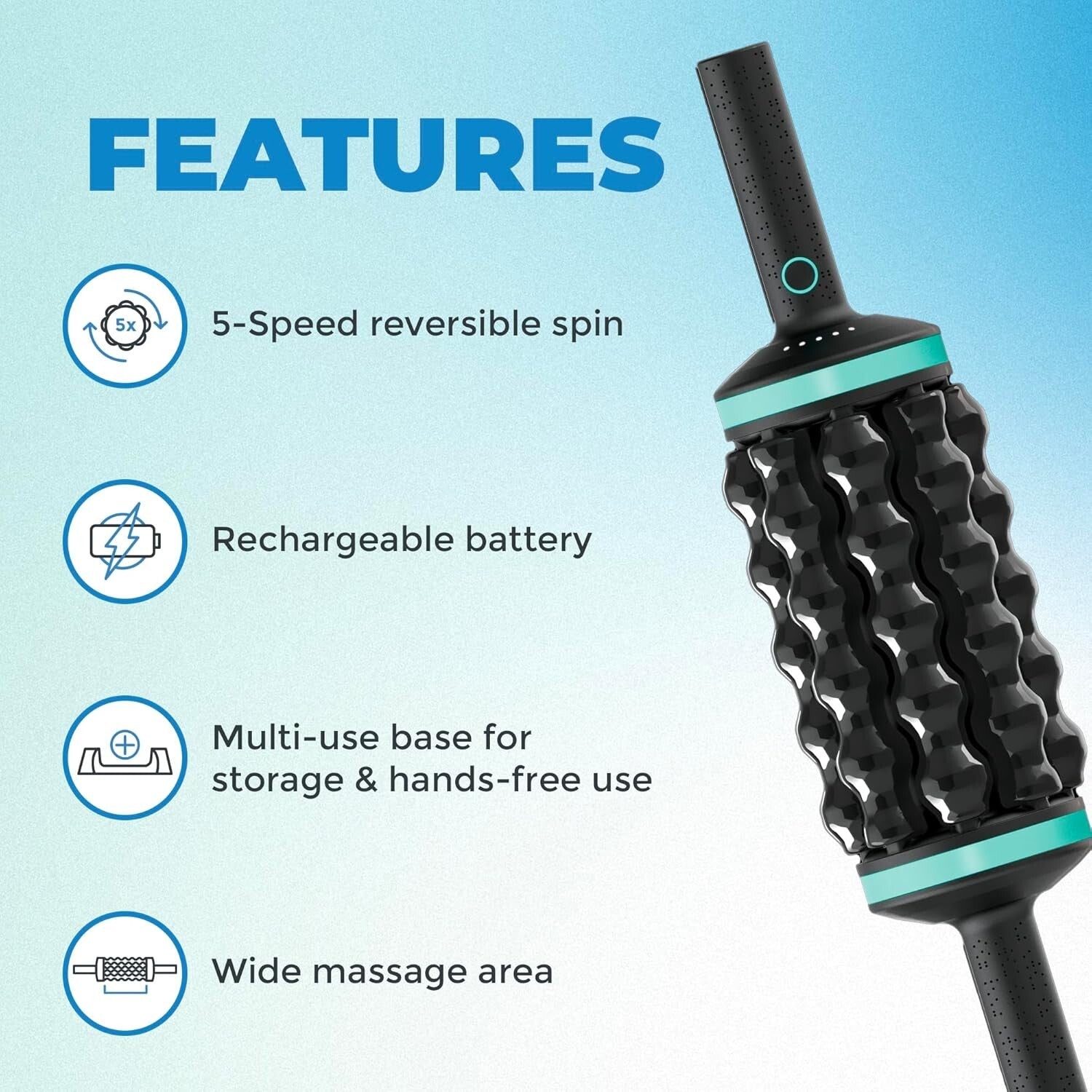 Deep Tissue RPM Rolling Massager - Hands-Free Percussion Therapy for Relief