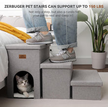 Load image into Gallery viewer, Wide Smok Gray Pet Steps - 3 Steps for High Beds &amp; Cars, Up to 200 lbs Capacity