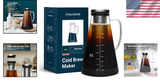 Elegant 1.5L Borosilicate Cold Brew Coffee & Tea Maker - Airtight with Filter