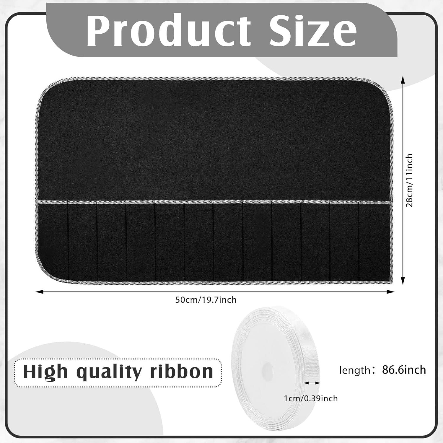 12 Slot Anti Tarnish Silver Storage Roll with Ribbon - Perfect for Utensils