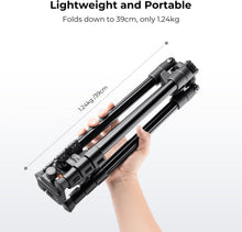 Load image into Gallery viewer, Effortless Outdoor Shooting with 64 Inch Lightweight Tripod &amp; Smartphone Clip