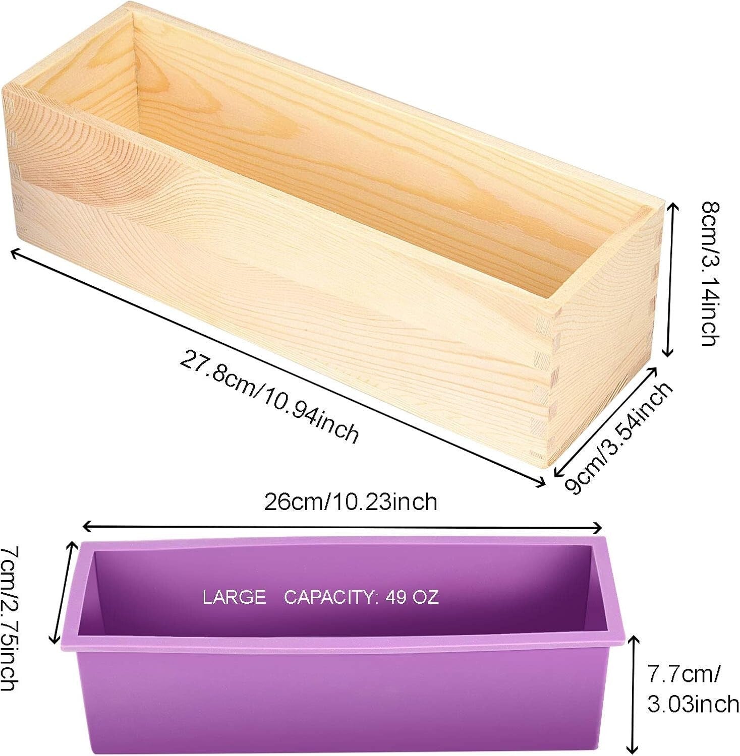 Versatile 4 PCS Rectangular Soap Molds - Large Capacity with Wooden Storage Box