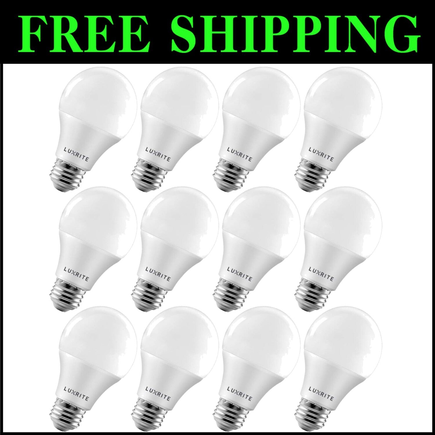 Energy Star 800 Lumens Dimmable A19 LED Bulbs – 9W 5000K Bright White (12 Pack)