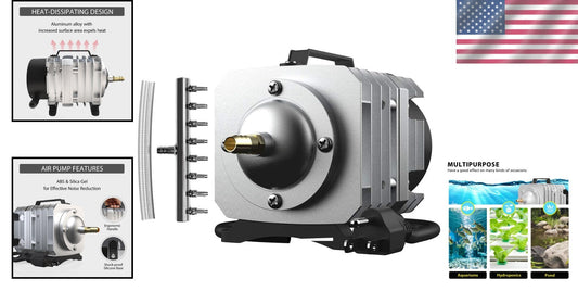 Efficient 50W Aquatic Aerator with 8 Outlets - Perfect for Fish and Hydroponics