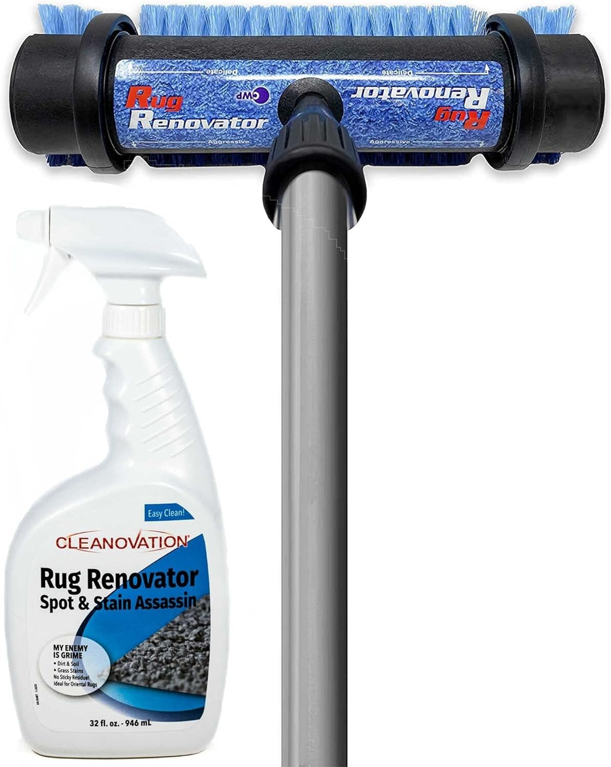 Effortless Carpet Cleaner with Long Handle Scrub Brush & Stain-Removing Shampoo