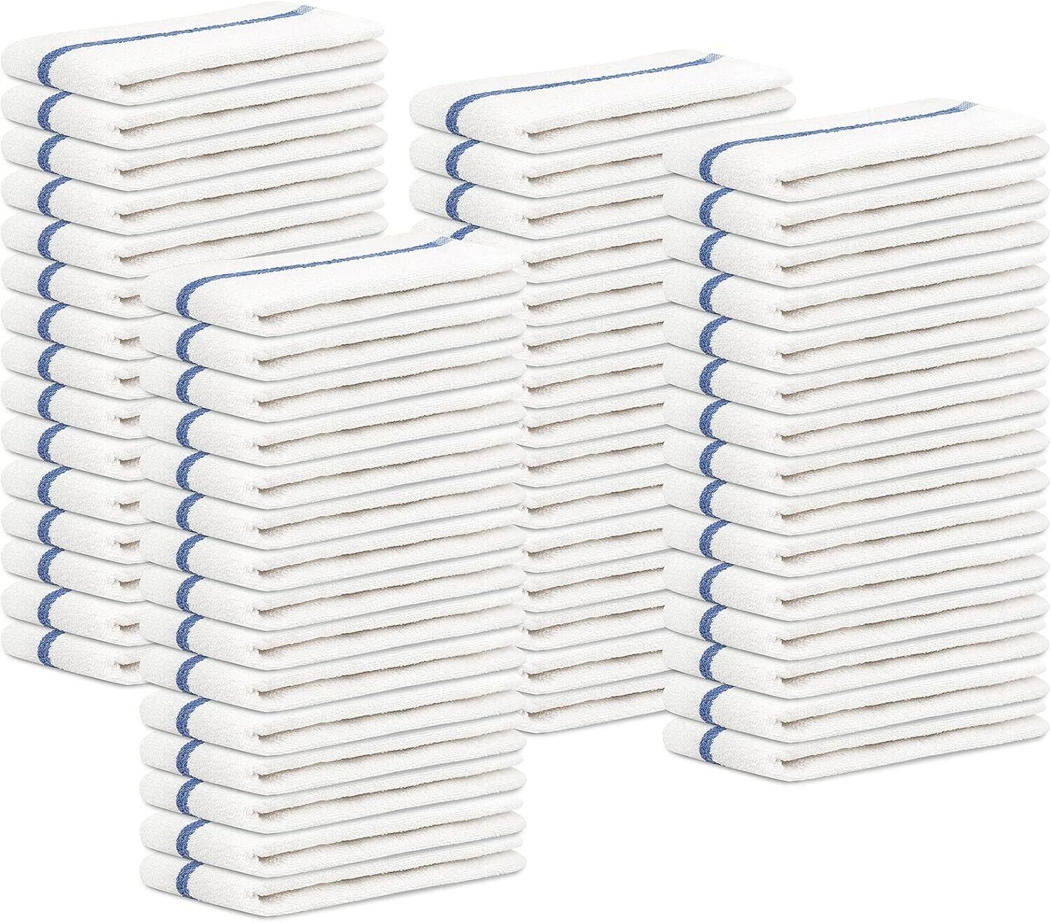 16x19 Pack of 60 Blue Stripe Bar Mop Cloths - Perfect for Home & Restaurants