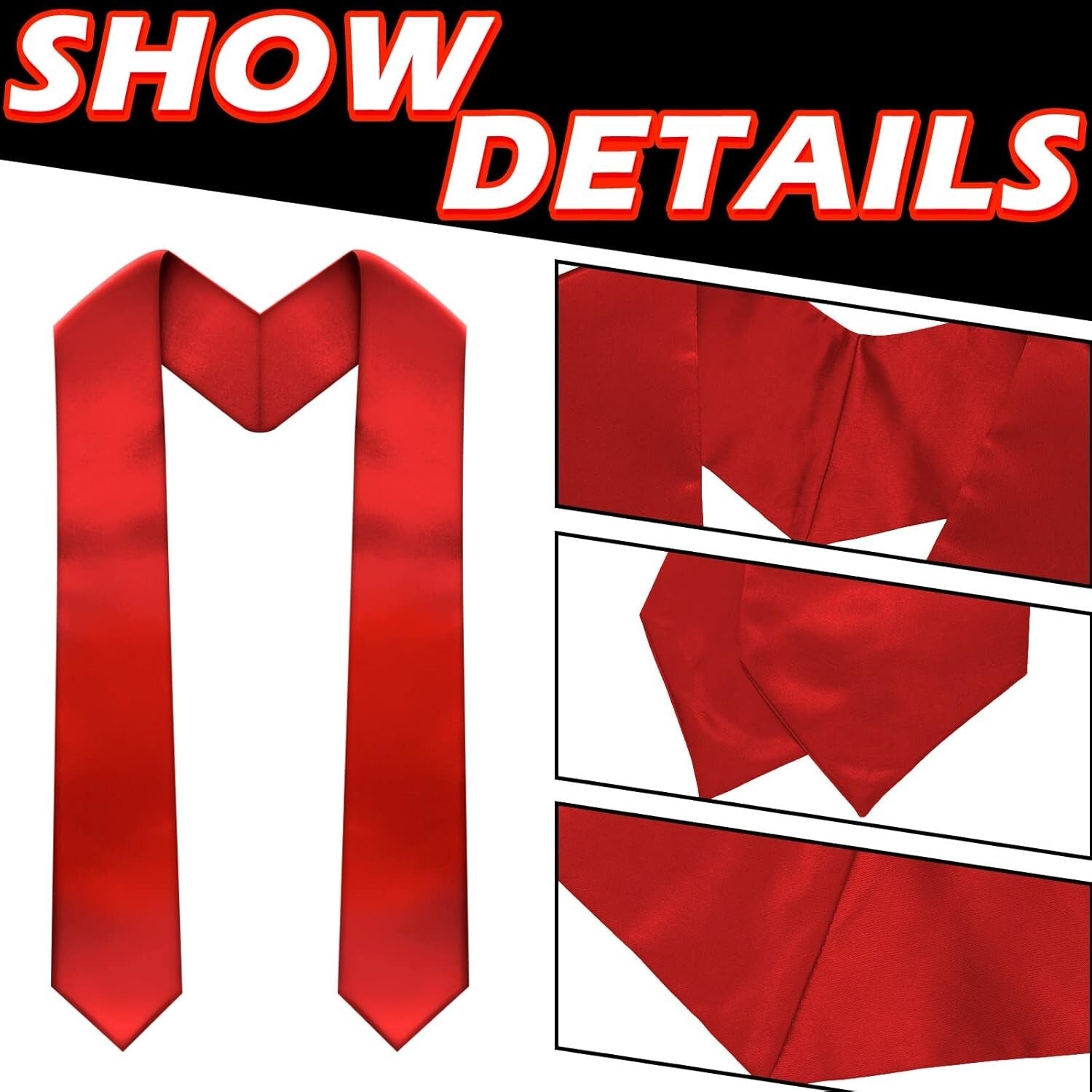 12-Piece Satin Graduation Sashes - Unisex 70-Inch Blank Stoles for Customization