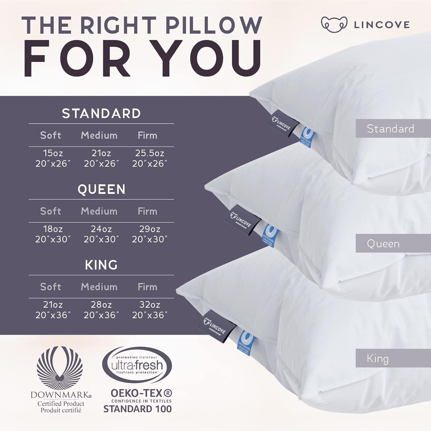 Travel-Ready Luxury Down Pillows - 2 Pack Standard, Perfect for Home & on-the-Go