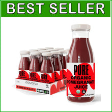 Load image into Gallery viewer, Natural Organic Pomegranate Juice - 12 Glass Bottles of 8.4 Oz Each, Gluten-Free
