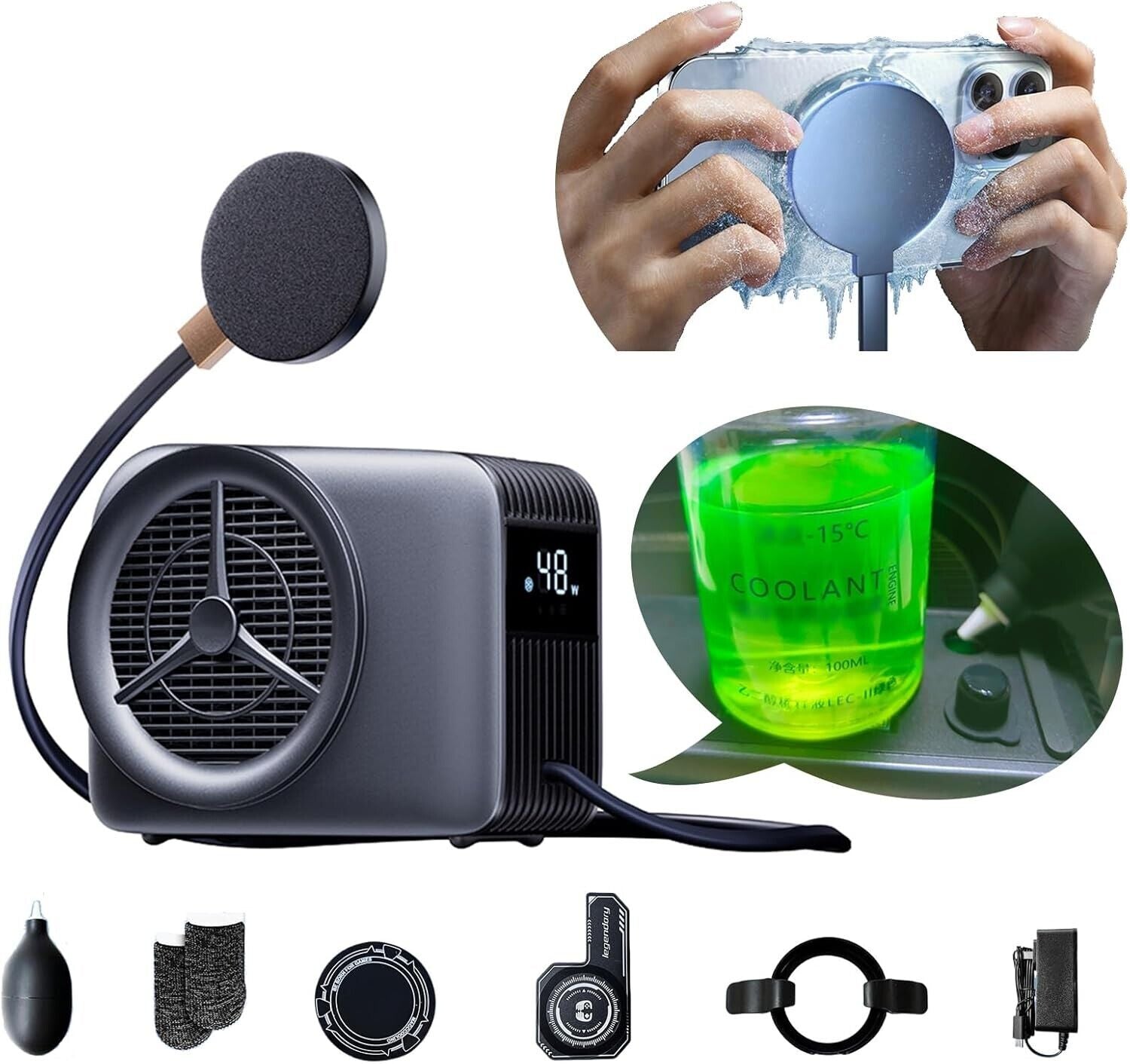 Ultra-Fast 48W Phone Cooler for Gaming & Streaming - Magnetic Liquid Cooling