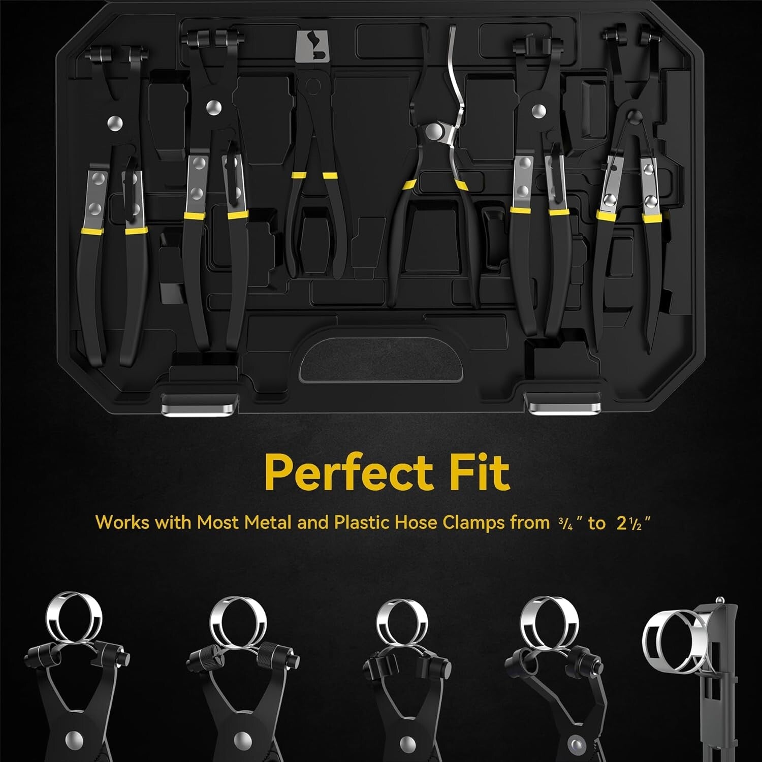Durable Automotive 9-Piece Hose Clamp Tool Kit - Swivel Jaw & Clic-R Pliers
