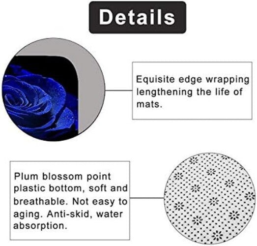 Elegant 4-Piece Floral Shower Curtain Set with Non-Slip Bath Mats - Blue
