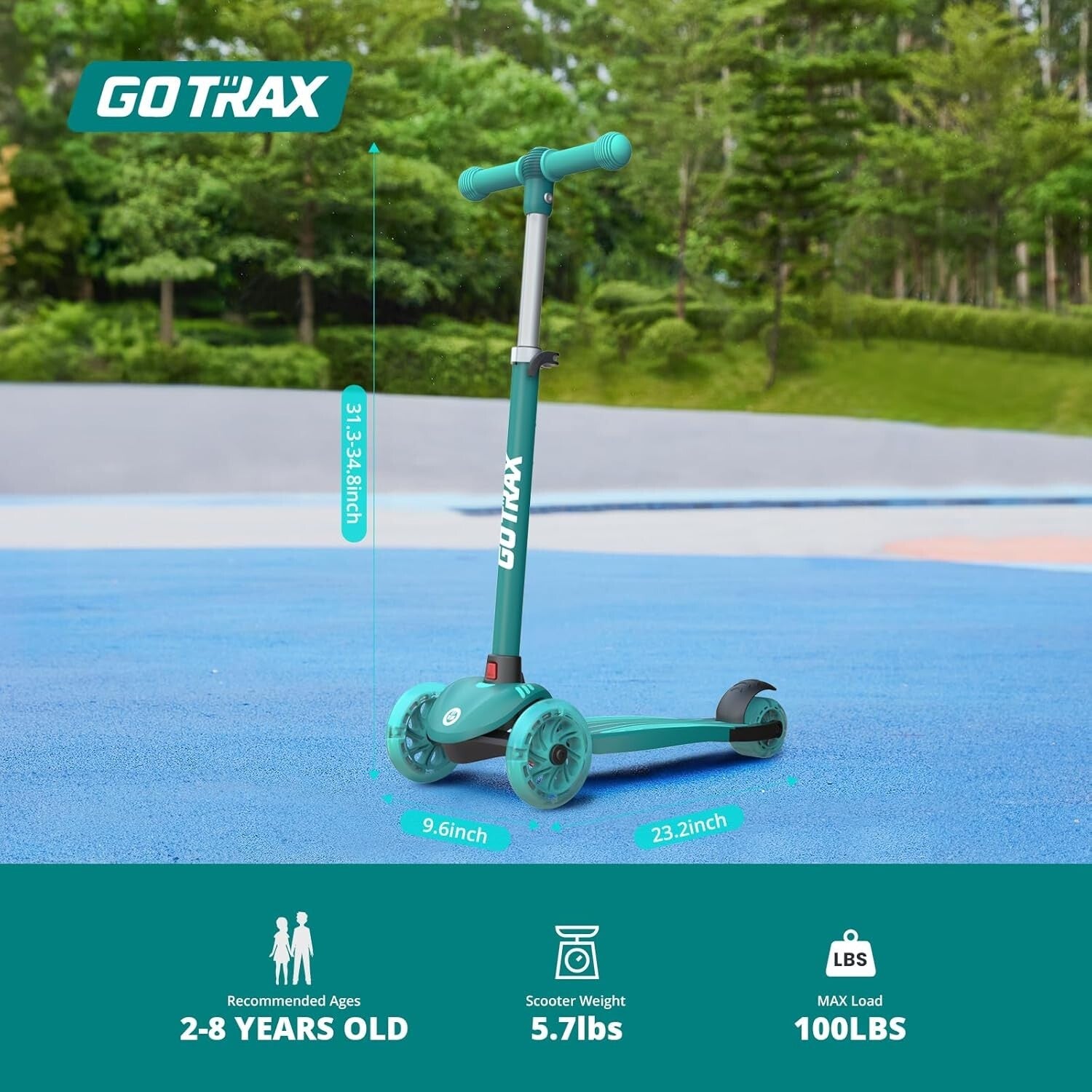 3-Wheel Kids Scooter with Light Up Wheels & Lean-to-Steer - Perfect for Ages 2-8