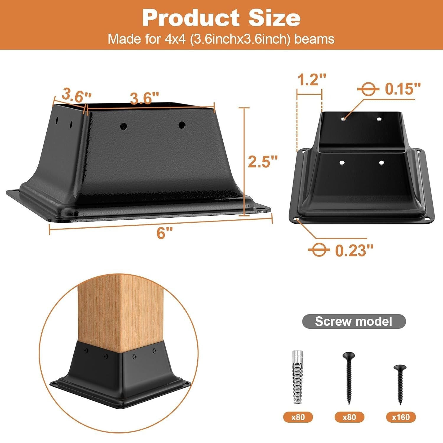 Durable 20 Pack Steel Post Base Brackets for Easy Deck & Porch Installation
