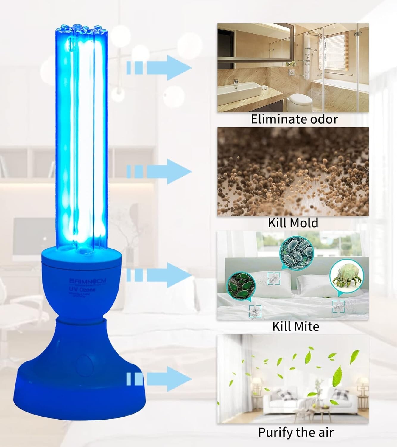 50 Watt UVC Germicidal Lamp with Remote Control - Safe Home Disinfection