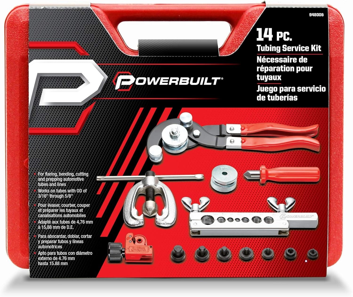 14-Piece Master Tubing Service Kit for Cutting, Bending & Flaring Metal Tubes