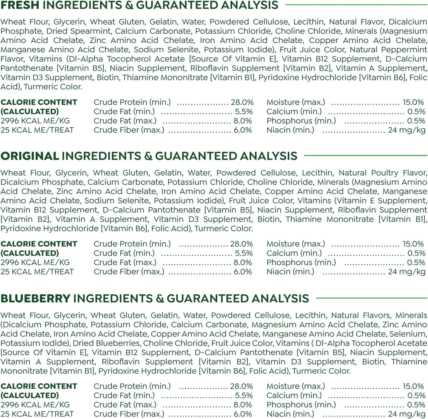 Daily Dental Care Treats for Small Dogs - 129 Pack, Original, Blueberry, Mint