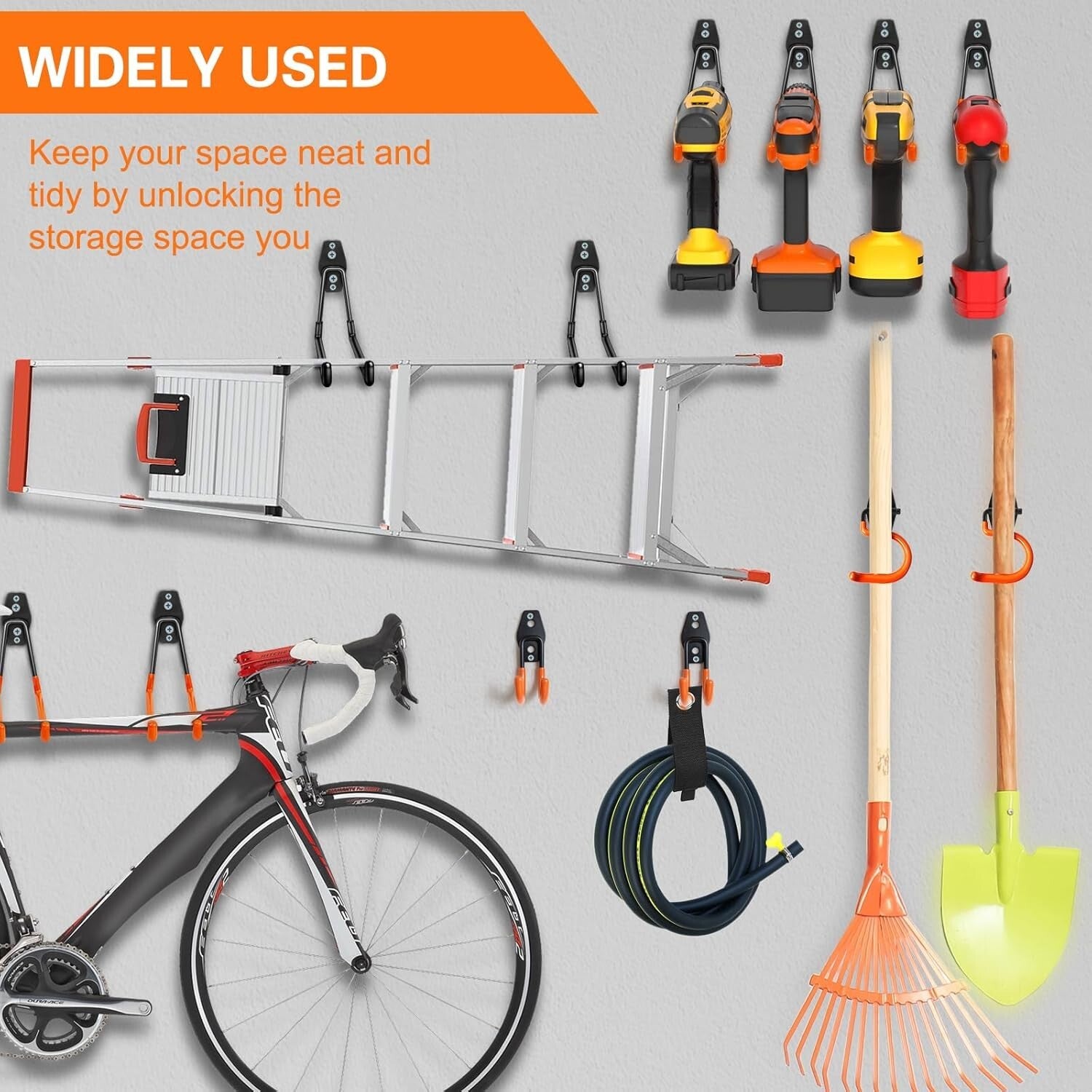 Versatile 26-Pack Wall-Mounted Garage Hooks with Anti-Slip & Rust-Free Finish