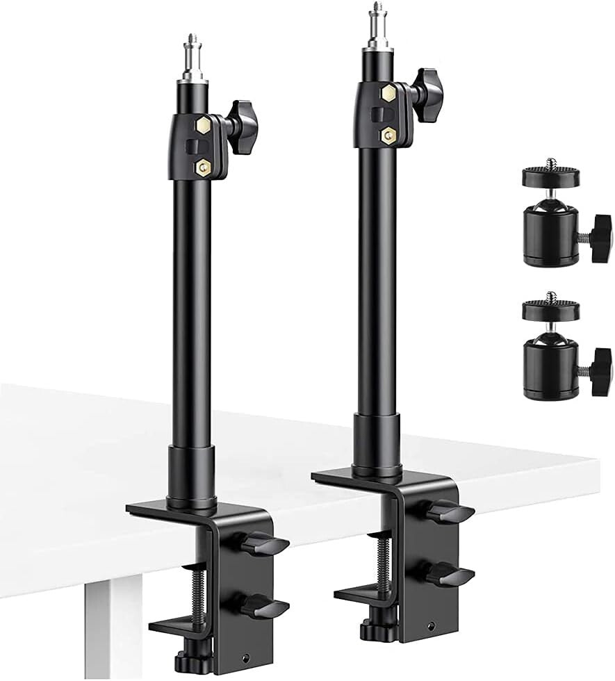 2-Pack Adjustable Desk Mount Stand with 360° Ball Head for Cameras & Lights