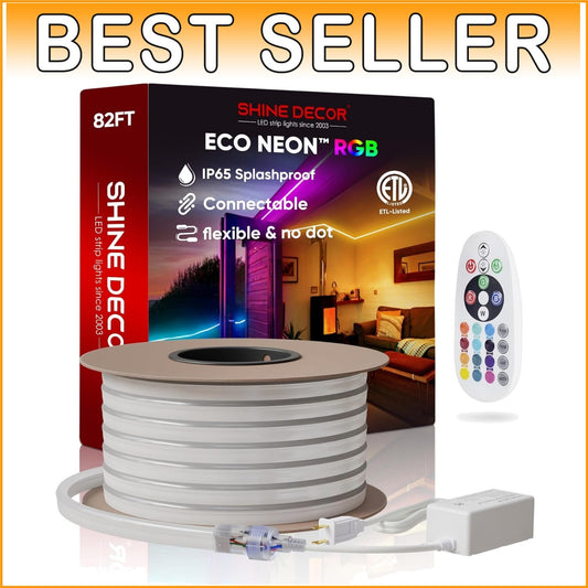 82FT Waterproof LED RGB Neon Rope Lights with Remote - Expandable & Cuttable