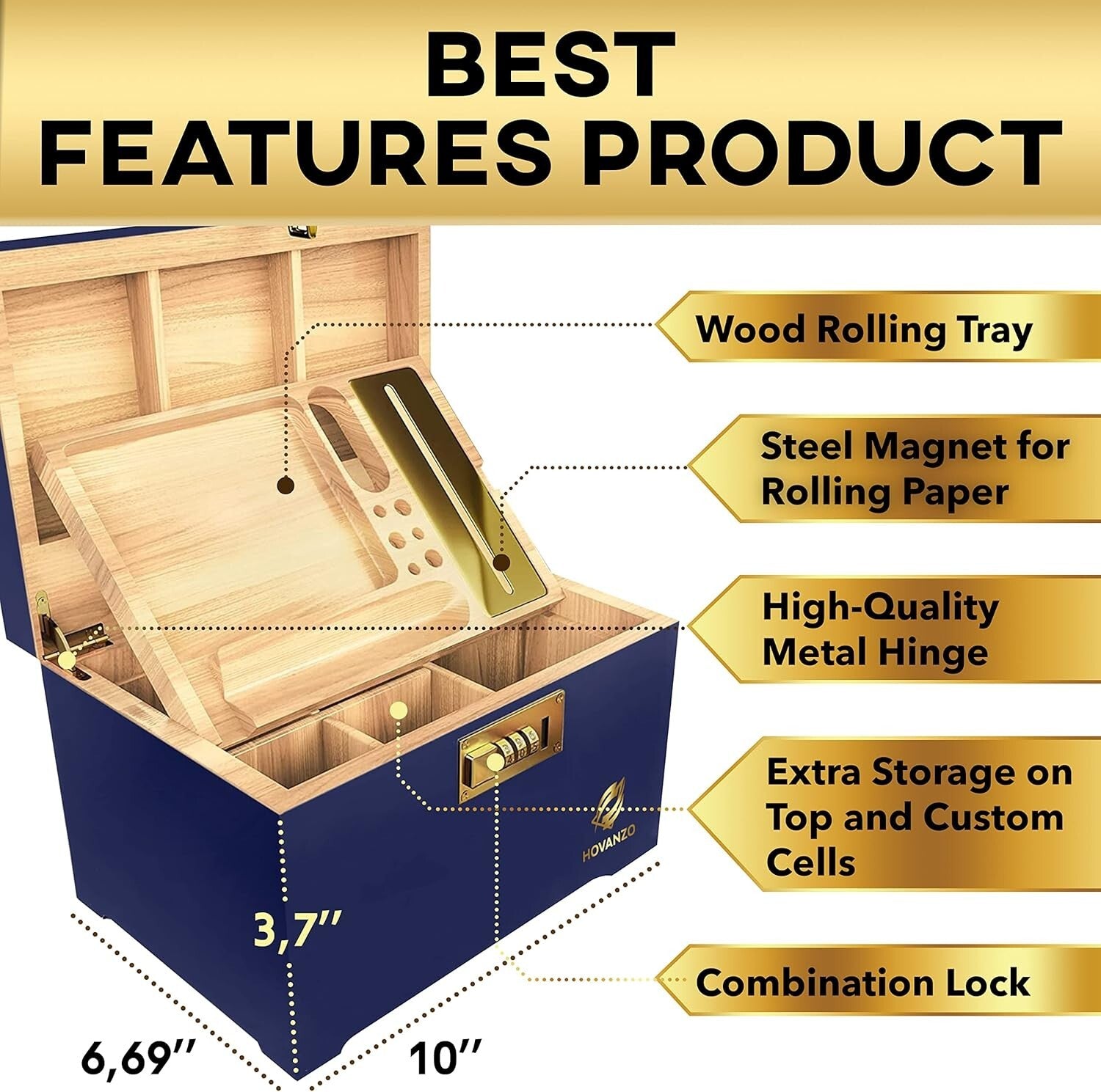 Elegant Large Bamboo Storage Box with Customizable Tray & Decorative Glass Jars