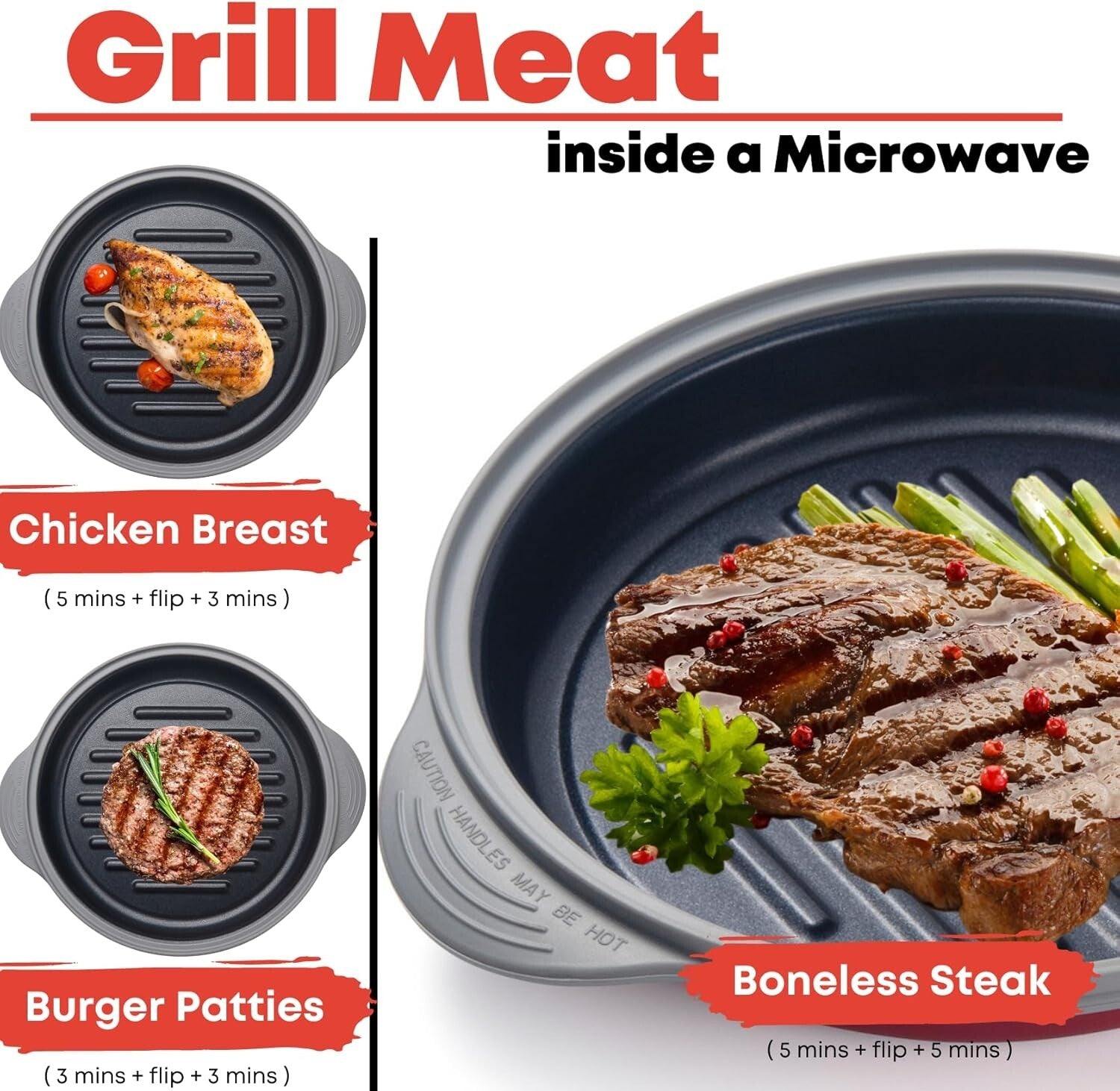 Quick & Easy Microwave Grill Pan - Ideal for Crispy Cooking, Dishwasher Safe