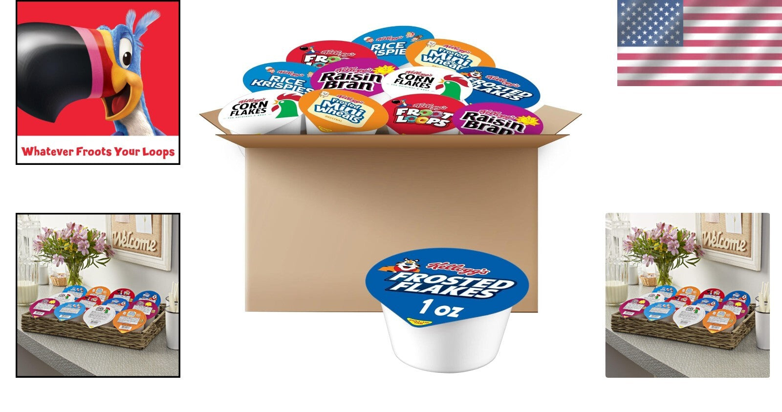 Ready-to-Eat Breakfast Cereal Cups - Family Variety of 6 Popular Cereals