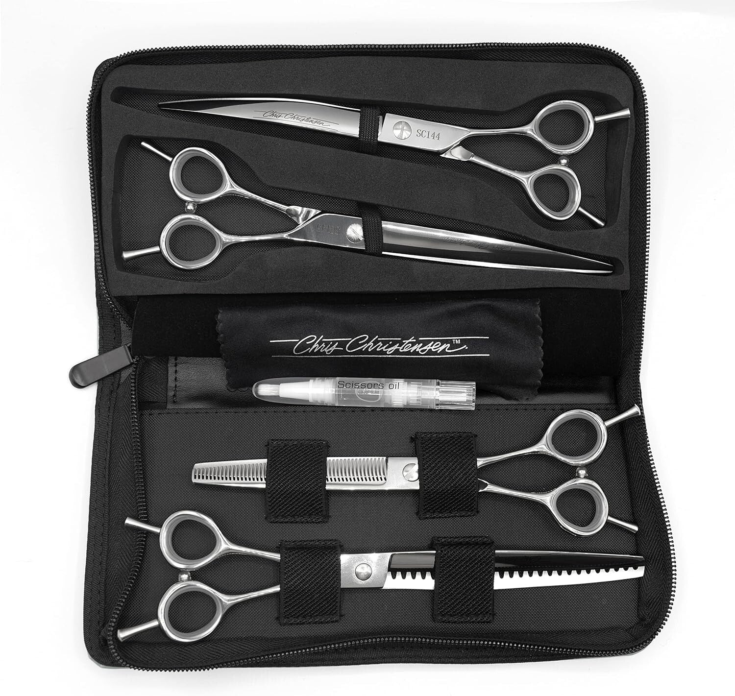 Ergonomic 4-Piece Grooming Shears Set with Convex Blades for Smooth Finishes