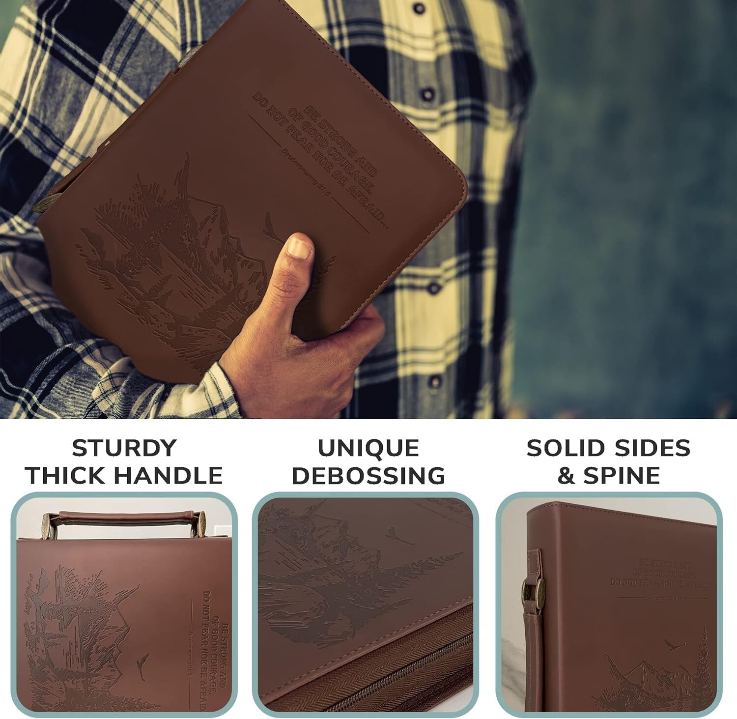 Extra Large Faux Leather Bible Carrying Case for Men & Women – Elegant & Durable