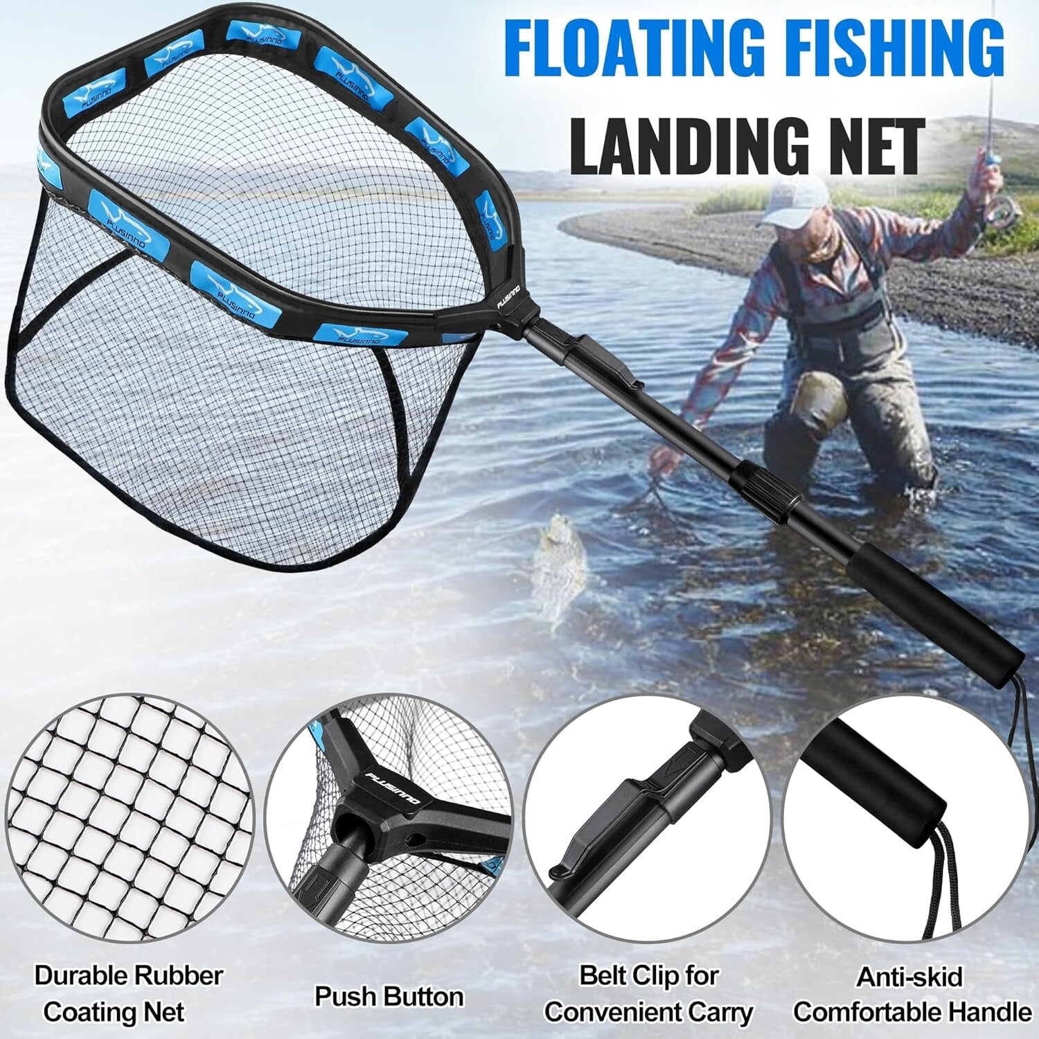 Floating Fishing Net Combo with Telescopic Pole - Ideal for Steelhead & Salmon