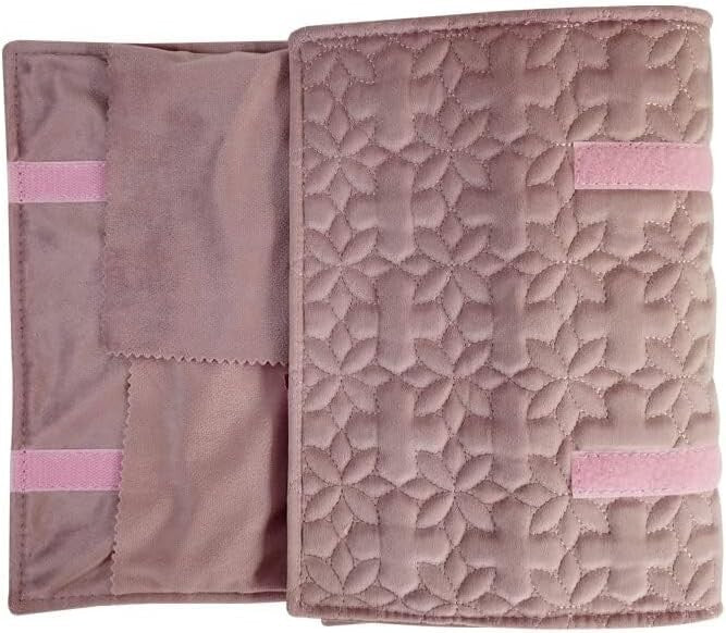 Elegant Portable Jewelry Roll in Embroidery Pink Velvet - 16 Holder Capacity