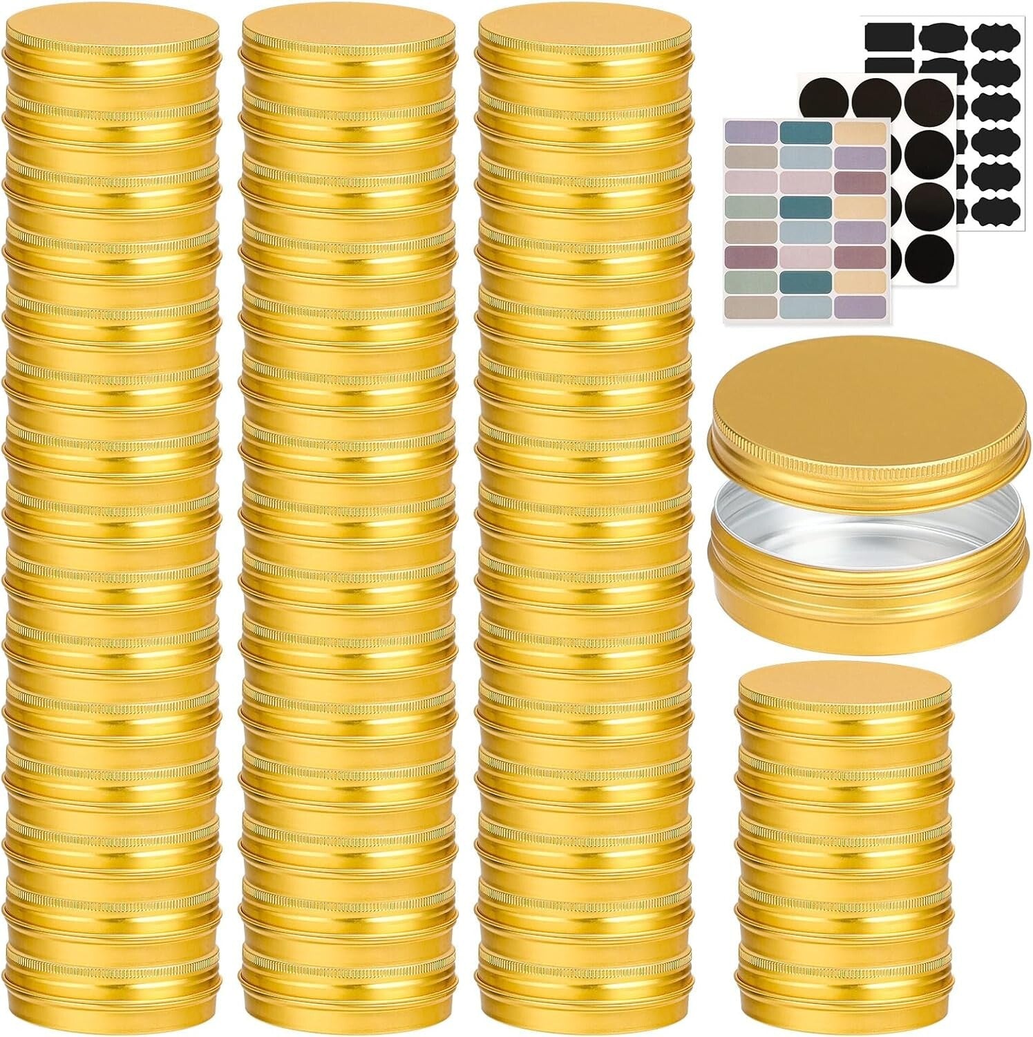 Durable Round 4 oz Aluminum Tins – Eco-Friendly Screw-Top Containers, 50 Pack