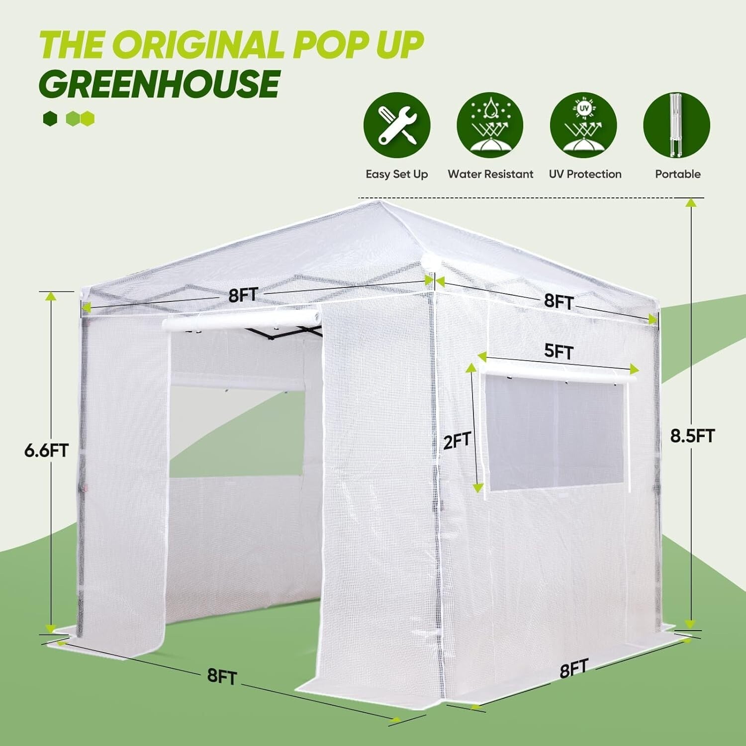 Spacious 8x8 ft Portable Greenhouse with Roll-Up Zippers for Ideal Growth