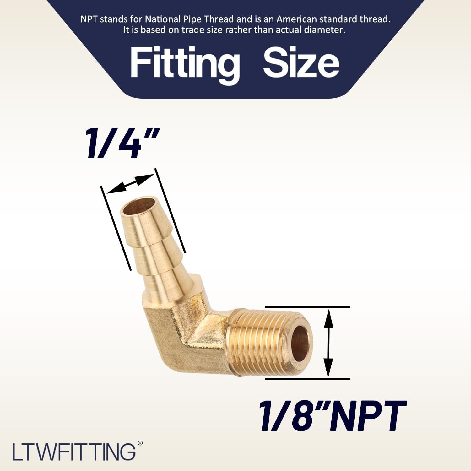 Bulk 90-Degree Elbow Brass Barb Fitting - 1/4 ID Hose x 1/8 Male NPT (400 Pack)