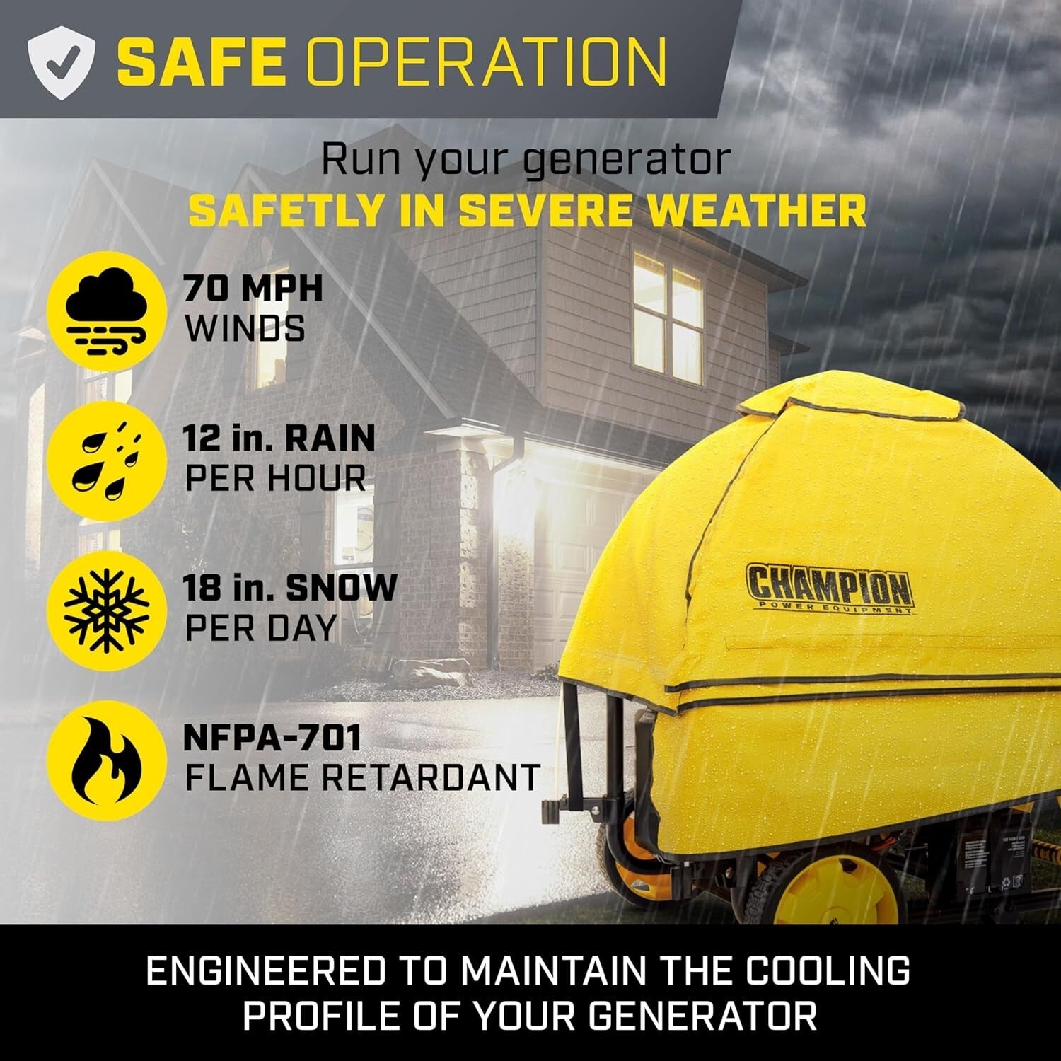 NFPA Rated Waterproof Cover for 4,000-12,500 Watt Generators - GenTent Support