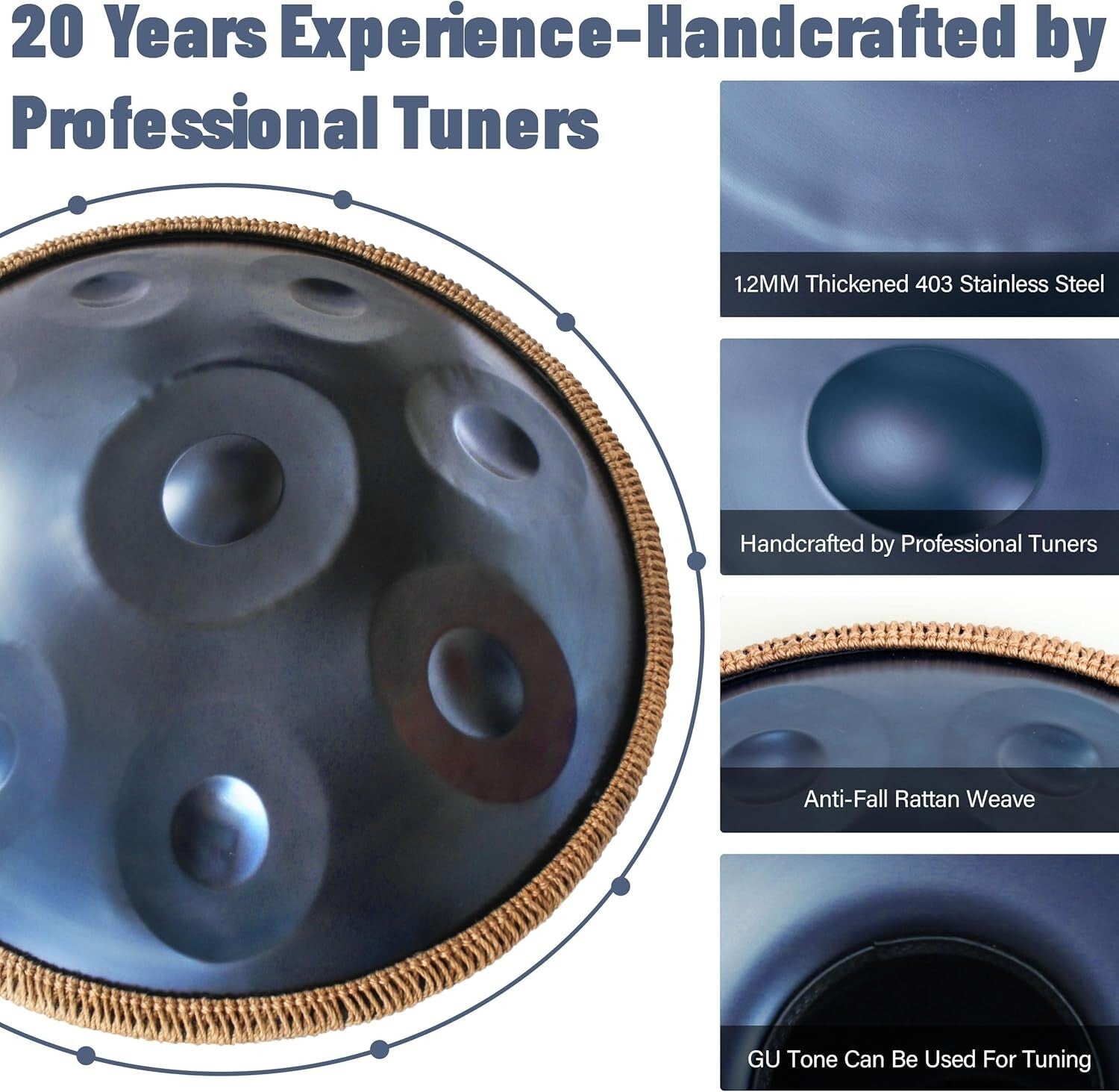 High-Quality 440Hz 22-Inch D Minor Hand Pan Drum with Complete Accessories