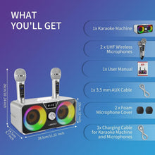 Load image into Gallery viewer, 20W Karaoke Machine for All Ages with Rechargeable Battery &amp; Colorful Lights