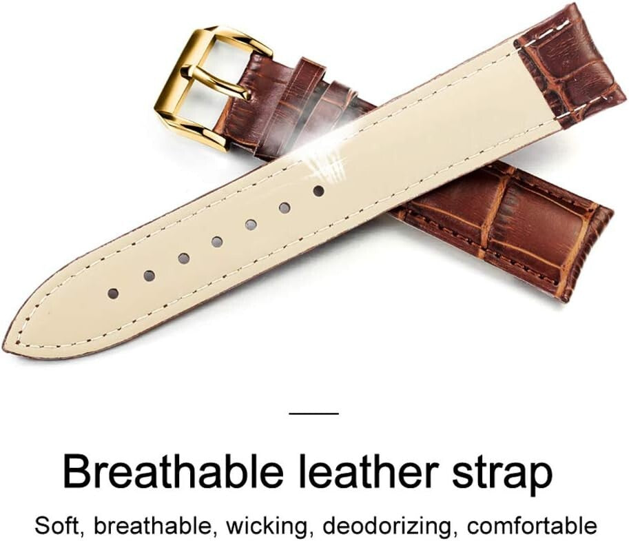 Elegant 39mm Brown Leather Dress Watch with Gold Case & Waterproof Feature