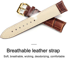 Load image into Gallery viewer, Elegant 39mm Brown Leather Dress Watch with Gold Case &amp; Waterproof Feature