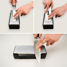 Load image into Gallery viewer, 8x3 Double-Sided Diamond Whetstone with Angle Guide &amp; Non-Slip Storage Base