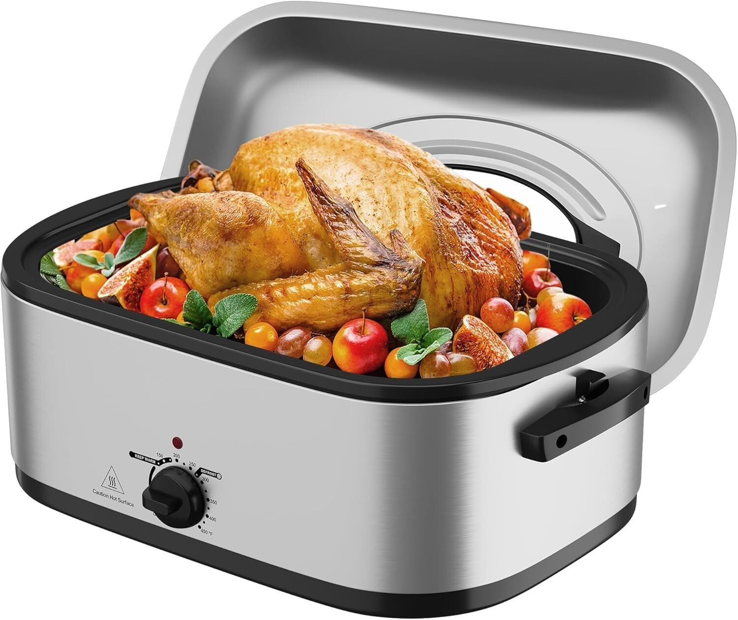 Versatile 24 Quart Electric Turkey Roaster with Cool-Touch Handles - Easy Clean
