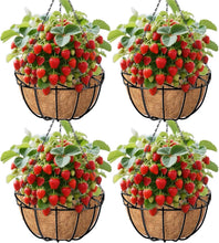 Load image into Gallery viewer, Rust Resistant 14-Inch Metal Hanging Flower Pots - 4 Pack with Coco Liners