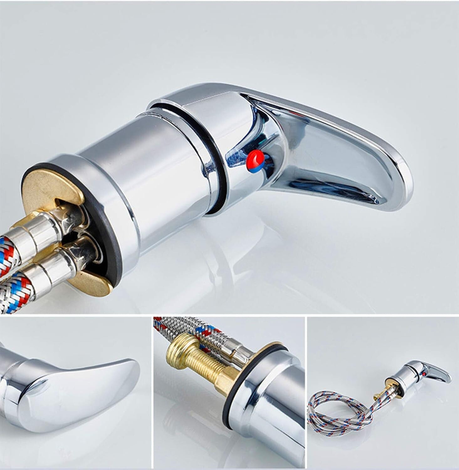 Chrome Brass Salon Shampoo Bowl Faucet & Sprayer Kit - Easy Install with Adapter