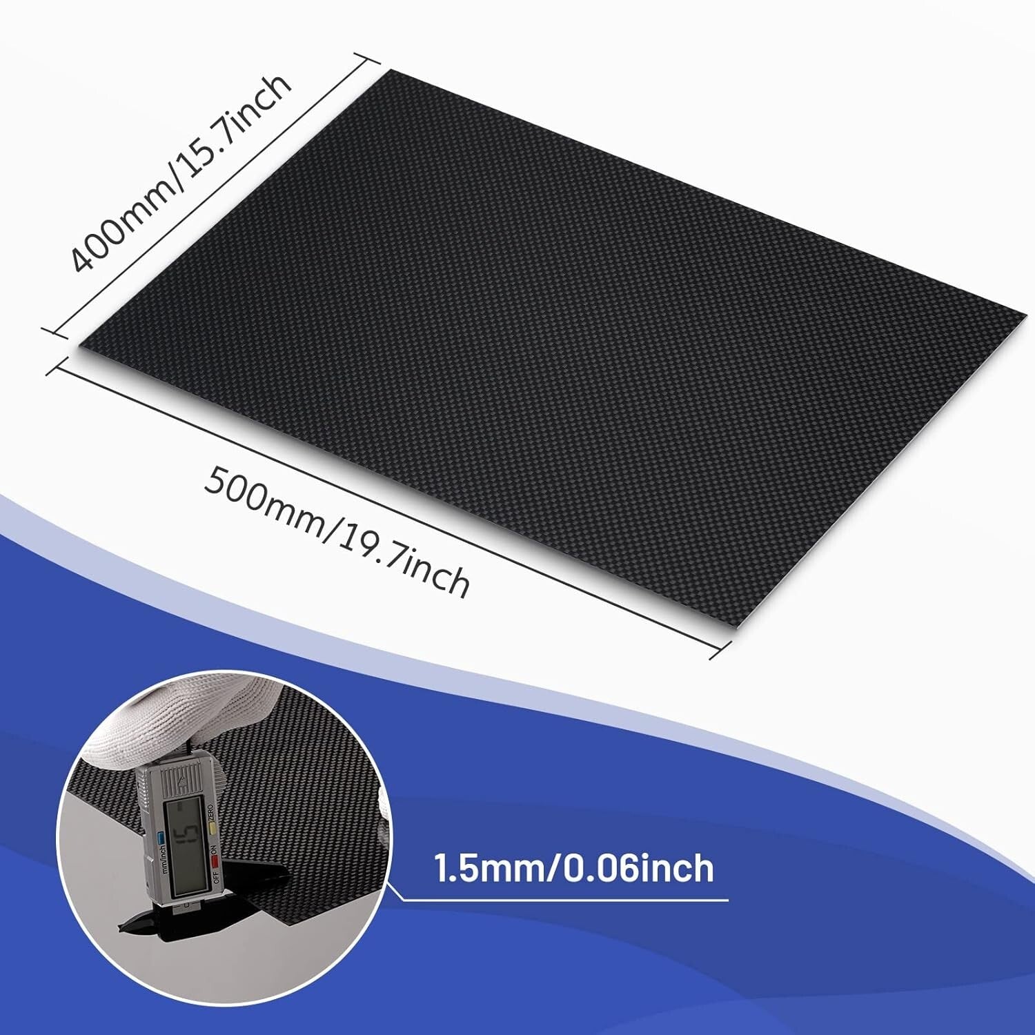 Super Lightweight Gloss Carbon Fiber Sheets 400x500x1.5mm for Custom Models