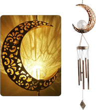 Load image into Gallery viewer, Unique Solar-Powered Moon Wind Chime - Beautiful Outdoor Decor for Any Occasion