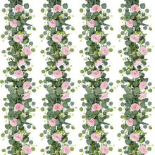 Load image into Gallery viewer, Versatile 2 Pack 13Ft Pink Roses and Eucalyptus Garland for Home &amp; Event Styling