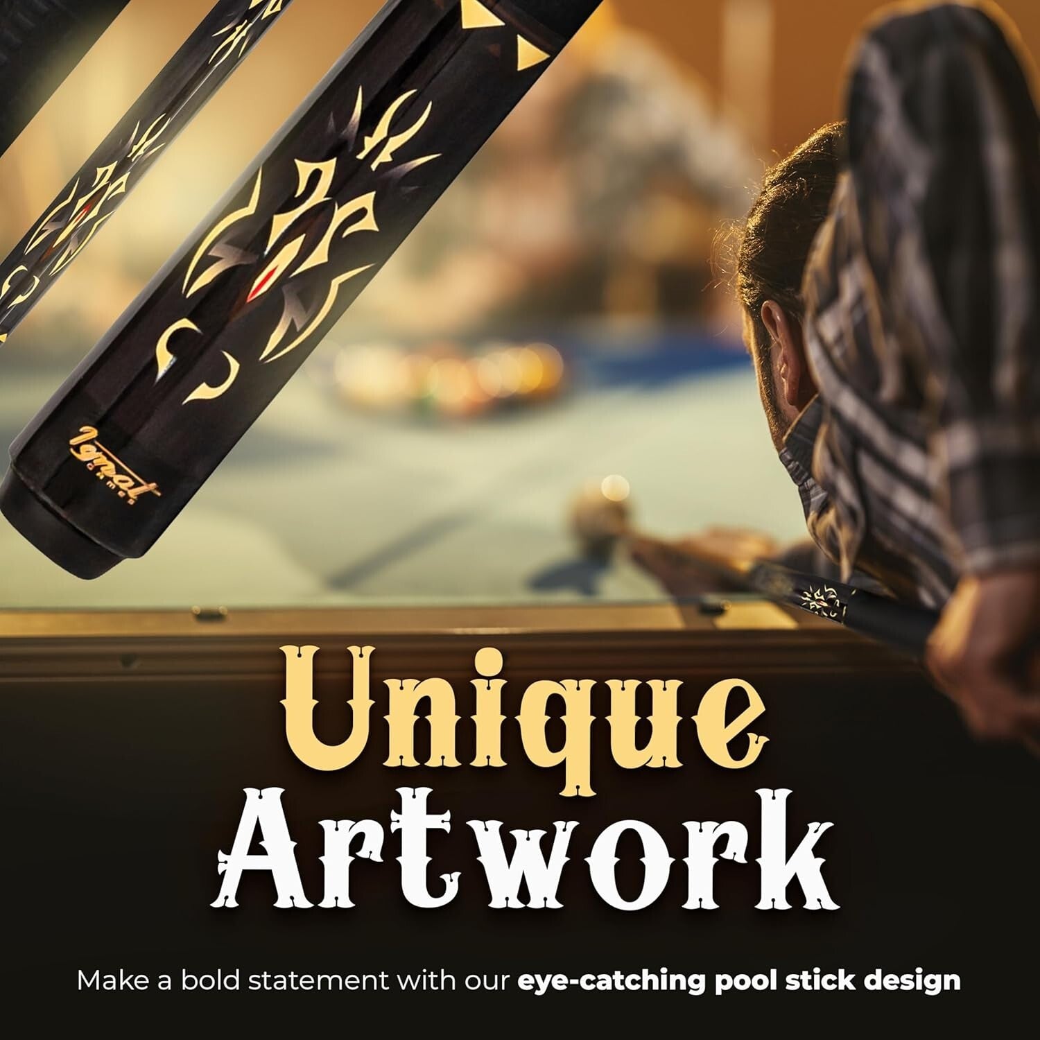 Complete 58" Pool Cue Set - Maple Cue, Care Kit, Glove & Chalk Accessories