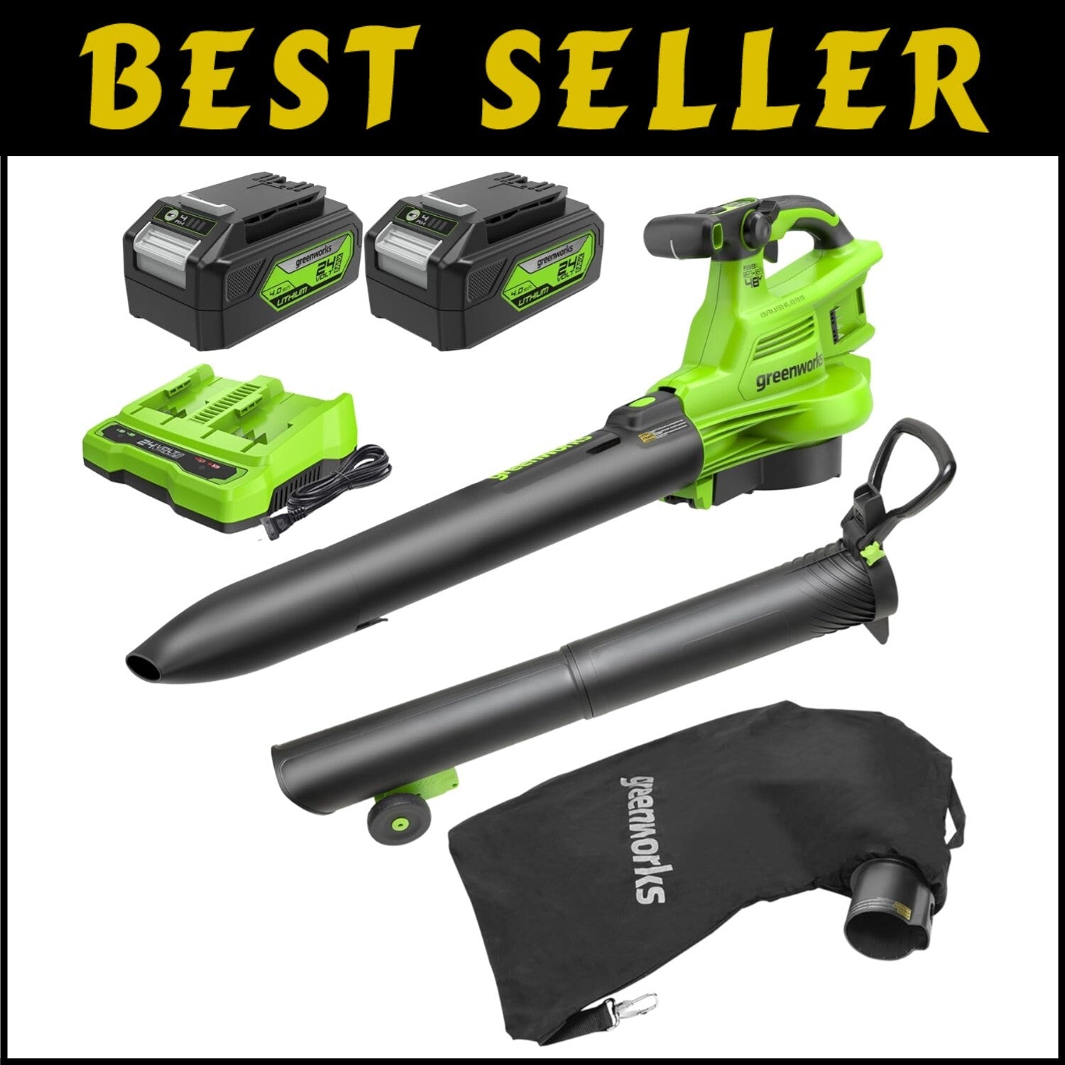 Cordless Green Leaf Blower/Vacuum - 48V Power with Adjustable Speed Control